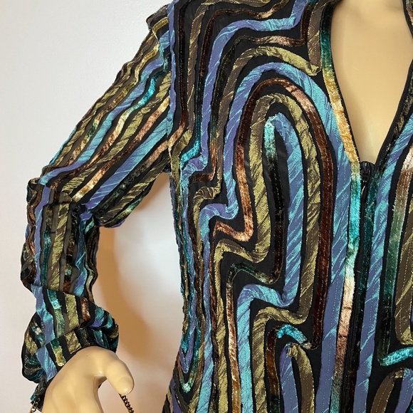 Glamorous vintage boho turquoise metallic jacket! - Picture 4 of 12